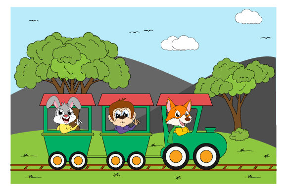 Adorable Stationery: The Cute Animal on the Train Illustration