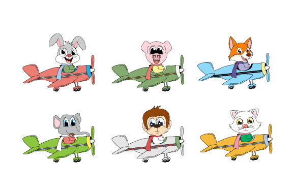 Charming Vector Art: Adorable Animals in Flight