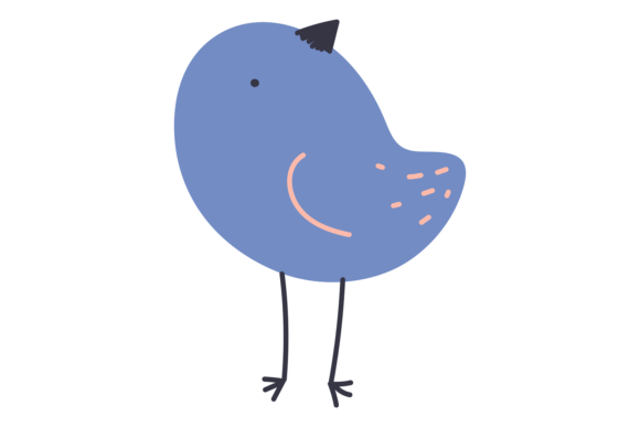 Cute Blue Bird. Funny Baby Animal Doodle: A Designer's Playful Asset